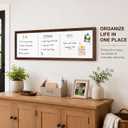 Long White Board, 36" x 12" Magnetic Dry Erase Board, Brown