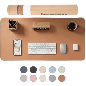 Large Desk Pad Non-Slip Desk Mat Protector for Keyboard Mouse Waterproof Vegan Leather Surface Faux Leather Laptop Mat Smooth Mouse Pad Premium Gift Tube Caramel Brown 23.6" x 13.7"