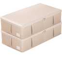 Under Bed Storage Bins Frame Storage Box Oxford Fabric Sturdy Underbed Container Foldable Stackable Large Capacity Clothes Organizer (23.6x15.7x6.3, Beige)