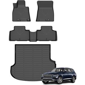 Floor Mats & Cargo Liner for Genesis GV80 2021-2025 2026 5 Seats(Not for Coupe Models), All Weather Automotive TPE Floor Liners Set Anti-Slip Waterproof Accessories (Car Mats+Trunk Mat) Black