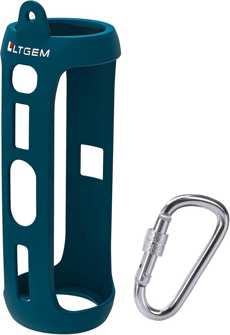 LTGEM Silicone Carrying Travel Case Compatible with JBL FLIP 5 Waterproof Portable Speaker with Extra Carabiner - Blue