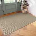 OJIA Washable Rugs 3x5 Front Door Mats Entryway Rugs Indoor Outdoor Rug Cotton Hand-Woven Tan Kitchen Rug Farmhouse Throw Carpet Door Mats for Bedroom Bathroom Porch Entrance