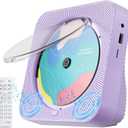CD Player Portable with Bluetooth Desktop CD Players for Home with HiFi Sound Speakers, Mini Cute CD Player for Kids, Remote Control, Dust Cover, LED Display, Boombox FM Radio (Purple)