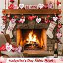 Oudain 36 Pcs 5 Inch Valentines Stuffed Fabric Hearts Tiered Tray Decor Valentine's Day Decor Buffalo Plaid Heart Shaped Hanging Ornaments for Wedding Party Farmhouse Crafts (Light Color Style)