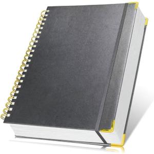 Hardcover Spiral Notebook Journal 8.5 x 11,300 Pages College Ruled Notebook, Lined Thick Journals for Women Men,A4 Thick Spiral Journal for Writing,110GSM Paper, Spiral Notebooks for Work School Black