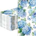 100 Pcs Hydrangea Paper Napkins 3 Ply Watercolor Blue Floral Butterfly Disposable Absorbent Hand Towels Spring Guest Napkins for Seasonal Wedding Lunch Dinner Bathroom Kitchen Supplies Decorations