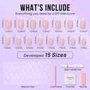 BTArtbox French Tip Press On Nails - White Press On Nails Almond, Short Fake Nails with Nail Glue, Fit Perfectly & Natural Reusable Stick on Nails in 16 Sizes, Mermaid