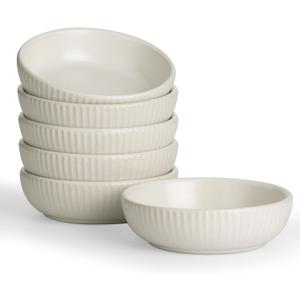 famiware Starlight Soy Sauce Dish Ceramic Dipping Bowls Set of 6, 3 oz Individual Dip Sauce Cups/Bowls/Dishes/Plates, Small Serving Bowl for Side Dishes, Dessert, Ice Cream, Condiment, Matte White