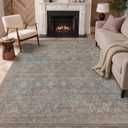 GENIMO 9x12 Washable Area Rugs for Living Room, Non Slip, Gray Blue Brown