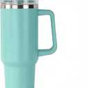 40oz Insulated Travel Mug Tumbler With Handle and Straw,Stainless Steel Double Wall Vacuum Cup Keep Drink Cold and Hot (Green)