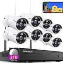 Wireless Security Camera System,SMONET 1080P 8 Channel Home Surveillance DVR Kits with 8pcs 2MP Full HD Cameras 3TB HDD Night Vision Motion Detection Free App for Indoor Outdoor 24/7 Video Recording