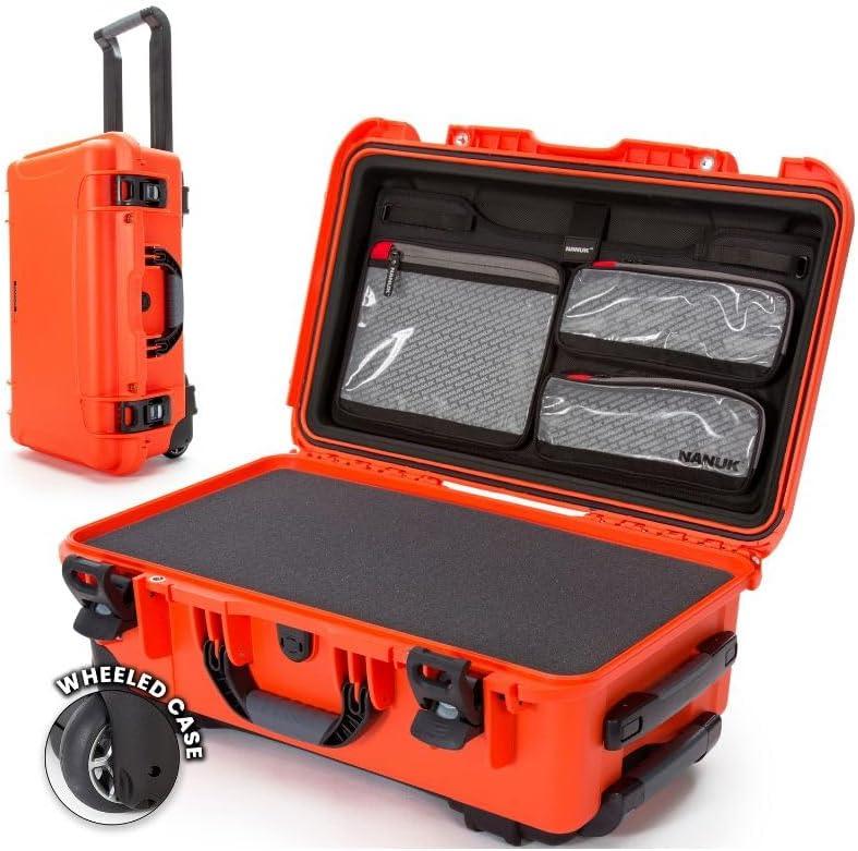 NANUK 935 Hard Case with Cubed Foam Waterproof Protective Equipment Case with Wheels, 22 x 14 x 9 Dustproof and Impact Resistant, Airline Carry-On Approved Orange