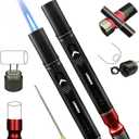 5-in-1 Windproof Torch Lighter,Adjustable Jet Flame with Punch,Holder & Draw Enhancer Tool,Refillable Butane Lighter for Camping, BBQ, Candles & Outdoor (Butane Not Included) Gift Set