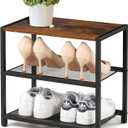 3-Tier Wooden Shoe Rack with Metal Mesh Shelves - for Entryway, Closet, Hallway & Bedroom Holds 6 Pairs, Ideal for Storage or Display (17"D x 10.24"W x 15.75"H)