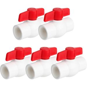 5 Pack 1'' PVC Ball Valves, T-handle Water Shut-Off Ball Valve Threaded (NPT), PVC Ball Valve 1 inch for Water Project, Swiming Pool, Sewage Pump, Irrigation System, Rated at 150 PSI, Thread