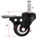 AAGUT 2" Caster Wheels,Heavy Duty Threaded Stem Casters,Screwed Bolt M10 x 25mm Locking Swivel PU Wheels with Brake,4 Pack Double Bearings No Noise Castors