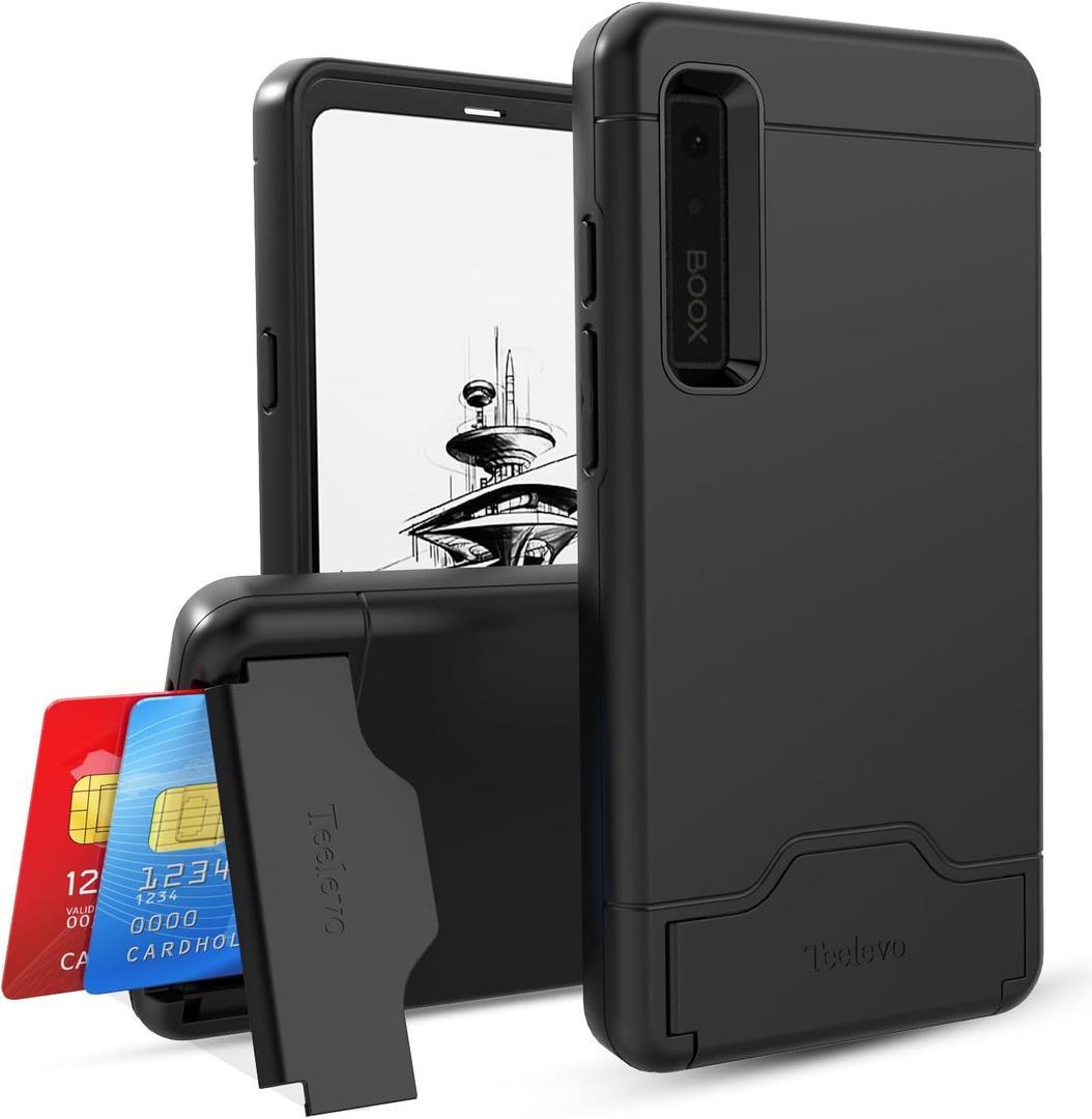2 x Teelevo Wallet Case for Onyx Boox Palma 6.13", Dual Layer Case with Card Slot Holder and Kickstand for Onyx Boox Palma 6.13" - Black