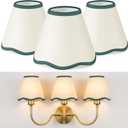VIHOSE Set of 3 2.9" Top x 5.9" Bottom x 5.1" Height Lamp Shade with Petal Edge Chandelier Shades Fabric Scalloped Lampshade for Floor Wall Lamps Table Living Room Bedroom (Green Edge)
