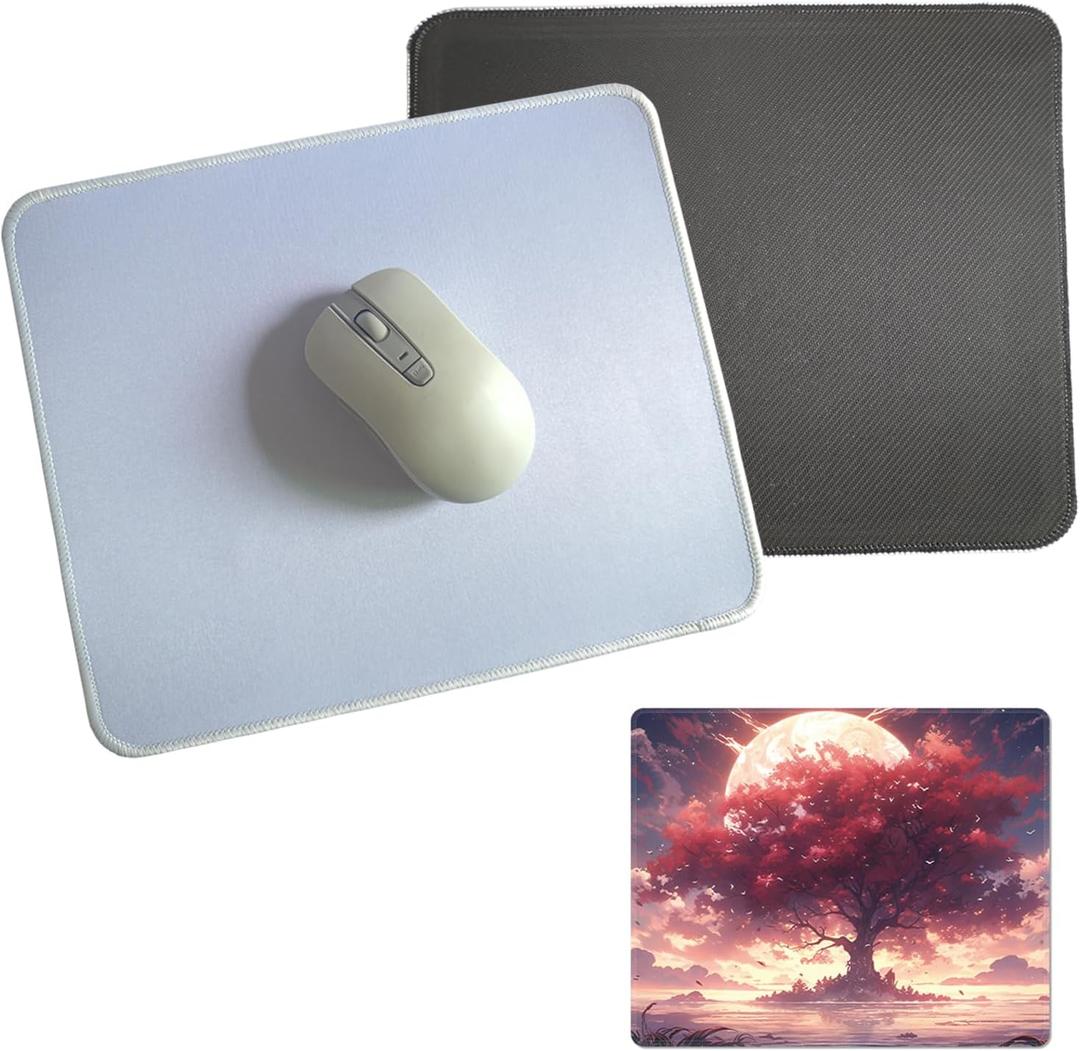 Sublimation Mouse Pads Blanks, 20 pcs Bulk White Mouse Mat with Anti-Slip Rubber Base and Stitched Edges, Easy Gliding, Heat Press Printing Crafts Accessory, Personalized DIY Custom Desk Gaming Mat
