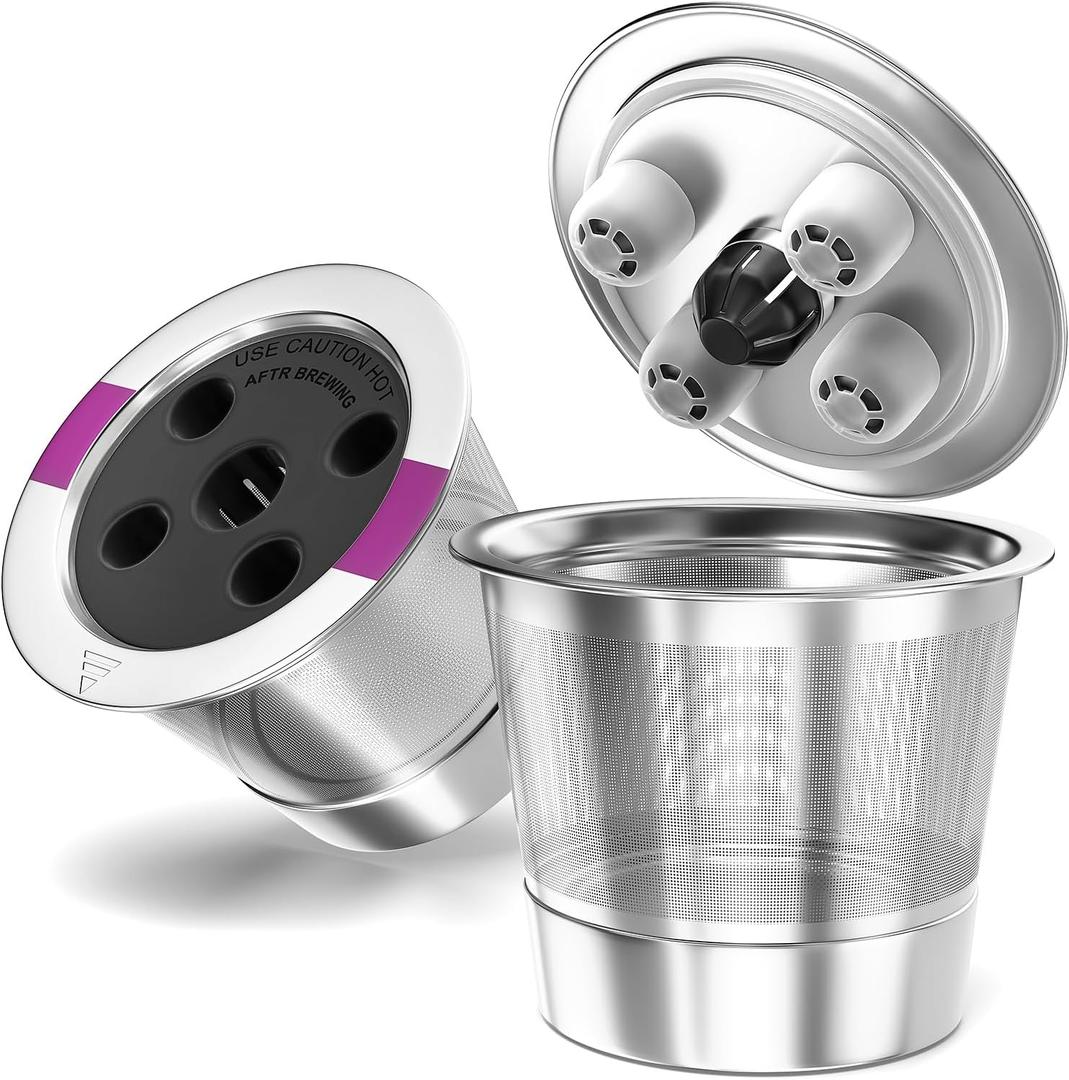 Universal Refillable Coffee Pods with 5 Holes, Suitable for k cups, Stainless steel reusable compatible with keurig 1.0 & 2.0 coffee machines brewers refillable