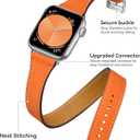 Bestig Bands Compatible with Apple Watch Band 40mm 41mm 38mm 42mm(Series 10 11) Women Men, Genuine Leather Double Tour Designed Slim Thin Strap for iWatch SE1/2/3 Ultra 3/2/1 Series 9 8 7 6 5 4 3 2 1