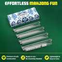 Mahjong Tile Racks with Pushers Set of 4 for American Mahjong | Acrylic Mahjong Racks with Non-Slip Base, 2-in-1 Mahjong Tile Holders Accessories, Gift Box Included (Clear)
