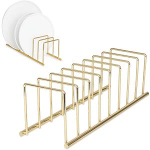 Spectrum Dish Drying Rack for Kitchen Counter, Euro Kitchen Organizer (Gold) - Space-Saving Dish Rack Holder - Dish Drainer for Pots & Pans, Plates, Cutting Boards, Serving Trays & Lids (1 Count)