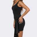 Women Summer Tank Dress Tie Front Bodycon Sleeveless Square Neck Casual Party Club Mini Dresses (Black, S)