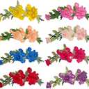 MSCFTFB 4 Pieces 3D Long Rose Flower Embroidered PatchSew on Patches Applique Sewing Crafts Kit for Clothes Jeans Jackets Bags DIY Embellishments Decorations (Yellow)