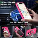 DUEDUE for iPhone 16 Pro Case Magnetic[Compatible with Magsafe], Translucent Matte Back Protective Cover Anti-Scratch Shockproof Phone Case for iPhone 16 Pro 6.3", Hot Pink