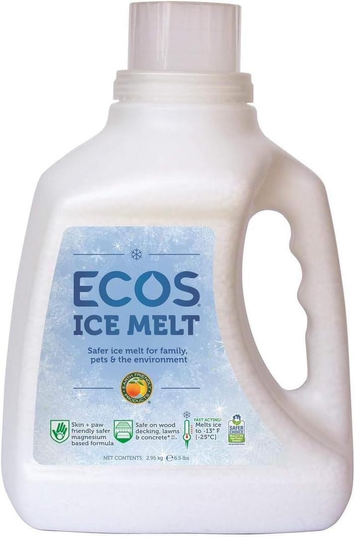 ECOS Ice Melt Magnesium Chloride Pellets Pet Paw, Plant and Concrete Safe, 6.5 lbs. Jug by Earth Friendly Products (Pack of 4)