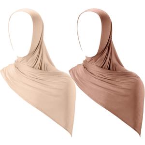 Handepo 2 Pcs Instant Hijab Jersey Hijab for Women Muslim Head Scarf Soft Lightweight Long Stretch Scarf Shawl Wrap (Beige, Khaki) Handepo 2 Pcs Instant Hijab Jersey Hijab for Women Muslim Head Scarf Soft Lightweight Long Stretch Scarf Shawl Wrap (Beige, Khaki)
