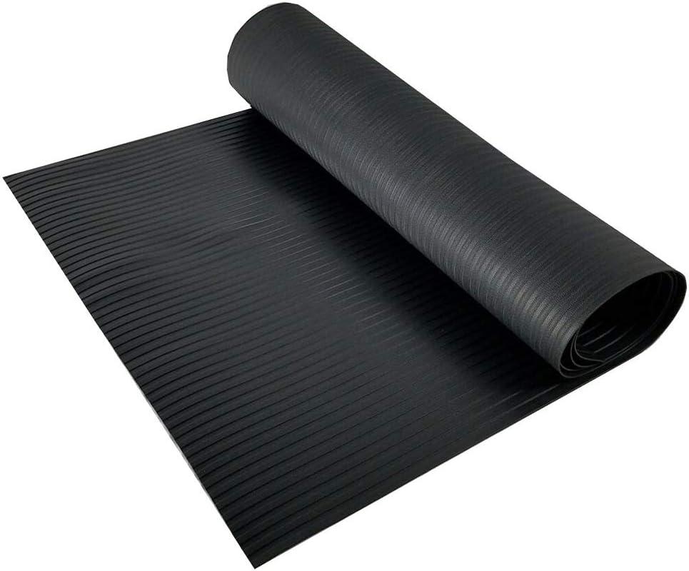 RESILIA Black Plastic Floor Runner - Embossed Wide Rib Waterproof Vinyl, Heavy Duty Protector Mat for Indoor Hardwood, Hard Floors, Garage, Entryway, Kitchen, & Outdoor Use, 27 x 6, Made in The USA