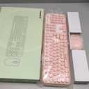 FOPETT Wireless Keyboard and Mouse Combo, 104 Keys FullSized 2.4 GHz Round Keycap Colorful Keyboards, USB Receiver Plug and Play, for Windows, Mac, PC, Laptop, Desktop (Pink)