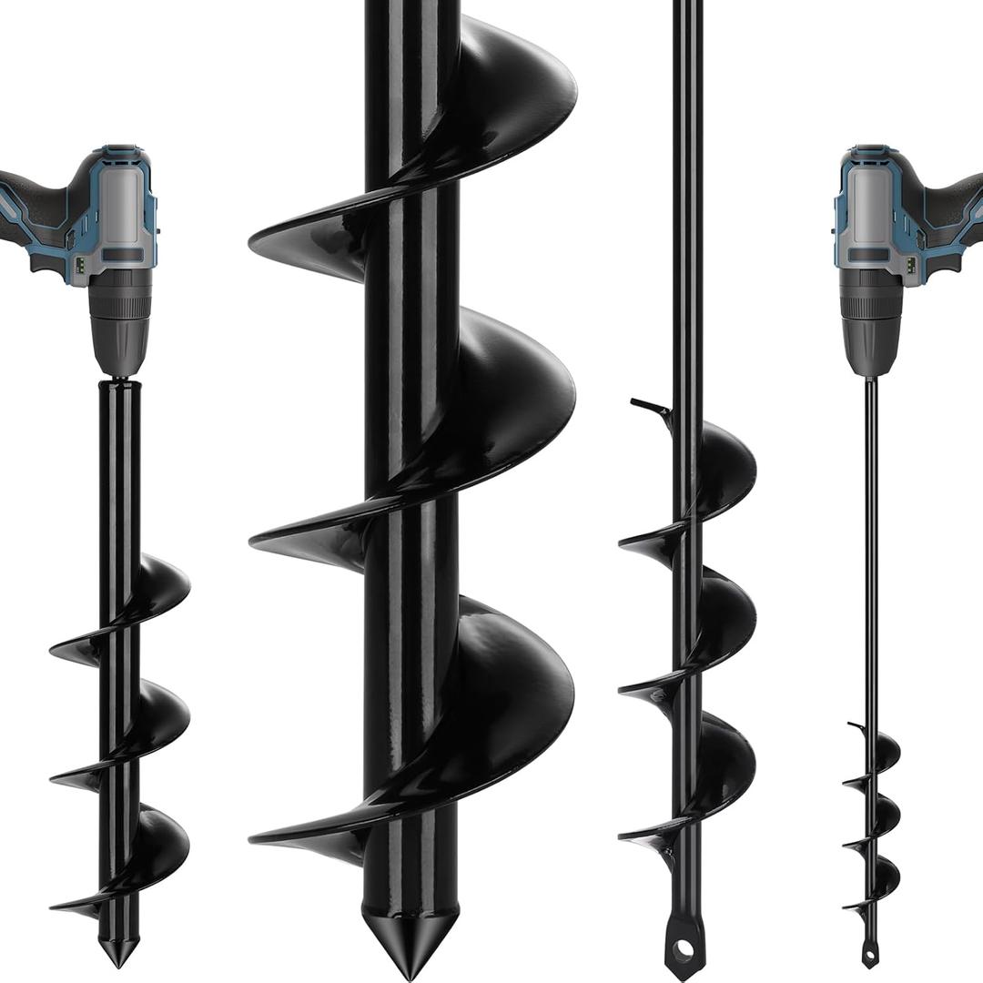 Auger Drill Bit for Planting 2 Pack,1.6x16 inch&3.5x16 inch,Auger Drill Bit Suitable for 3/8'' Hex Drill Driver,Garden Spiral Hole and Planter for Bulbs,Fence Posts,and Umbrella Holes