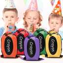 2 x pynogeez 24 Pcs Drawstring Gift Bags 10 X 7 Inch Back to School 6 Colors Rainbow Reusable Crayon Drawstring Bags Preschool Graduation Gift Decorations Bulk