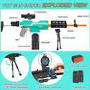 Automatic Toy Gun for Nerf Guns Bullets - 3 Modes Toy Foam Blasters with Bipod, 2 Magazine Clips, 100 Bullets, Automatic Machine Gun for Boys Kids Age 6-12, Gifts for Birthday Christmas
