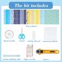 WEBEEDY DIY Bag Quilted Kit Stripes Tote Bag Quilted Starter Kit with Video Tutorial for Beginners Adults Handmade Bags Making with 21 Colors Square Fabrics Instructions and Complete Quilting Tools