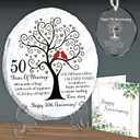 8" 50th Anniversary Slate Stone with Stand, Happy Golden 50th Wedding Anniversary Set for Parents with Ornament and Card, 50 Years of Love and Marriage Keepsake, Gifts for Couple, Husband, Wife