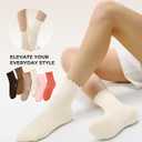 FITRELL 6 Pairs Ruffle Socks, Womens Soft Breathable Cute Lettuce Ankle Crew Frilly Socks (5-8.5, Dark Brown+brown+khaki+cream,light Pink+orange)