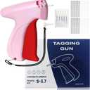 Fast Sewing Gun for Clothes and Fabrics, Compact Sewing Gun for Quick Repair, tag Gun for Clothes, containing 6 Stitches, 500 Black and 500 White 5mm Mini Fasteners pink red