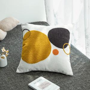 Boho Geo Decorative Throw Pillow Cover, Decorative Colored Pillowcase for Couch Sofa Bed Stylish Decor, Simple Cotton Textured Cushion Sham, Square 18 inches, 1PC(Yellow Mustard Orange)