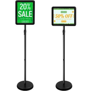 Adjustable Poster Sign Stand Holder,Heavy Duty Snap Open Aluminum Pedestal Floor Standing Sign Holder Vertical and Horizontal View Sign Displayed,Advertising Display Stand (Black, 8.5x11inches)