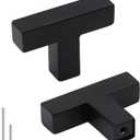 Goldenwarm 5 Pack Black Square T Bar Single Hole Knobs Cabinet Pull Drawer Handles Stainless Steel Modern Hardware for Kitchen and Bathroom Cabinets Cupboard Kitchen Cabinet Knobs