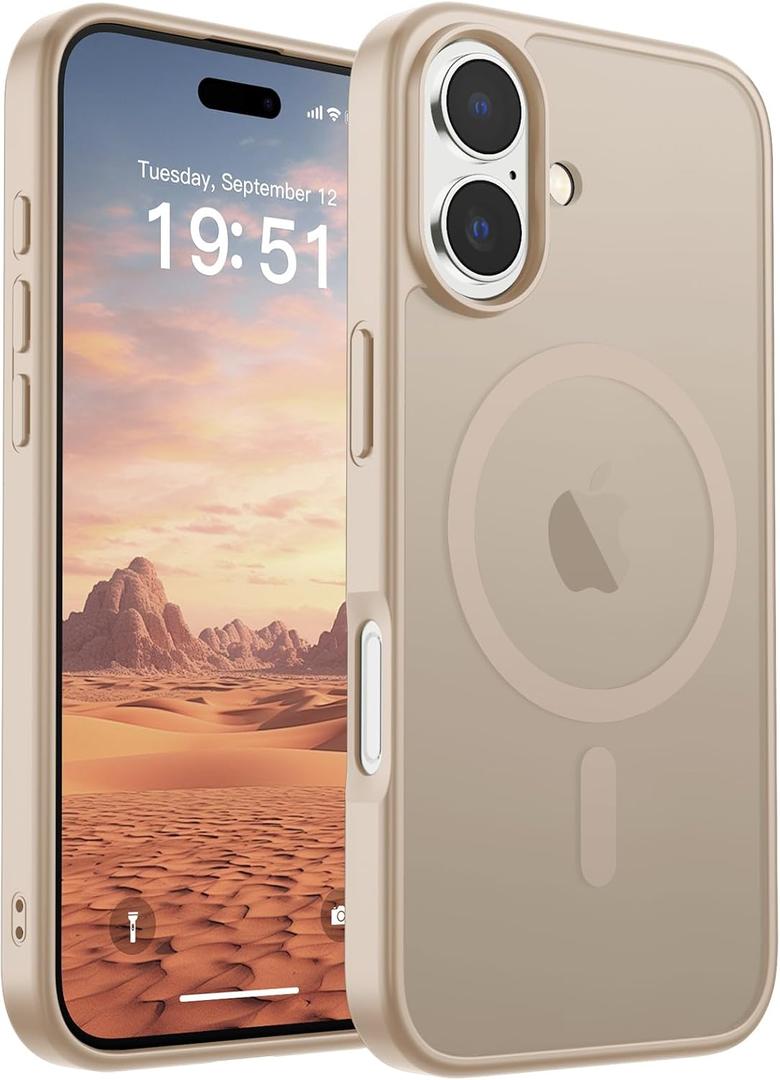 SUPFINE Magnetic for iPhone 17 Case (Compatible with MagSafe)(Military Grade Drop Protection) Translucent Matte Shockproof with Anti-Fingerprint Phone Cover 2025,Desert Gold