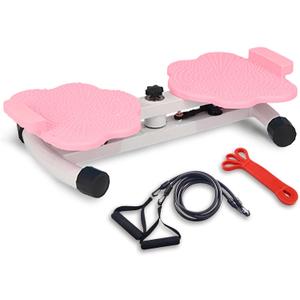 Waist Twister Board With Resistance Band - 360 Rotating Waist Twisting Machine For Core Workout Abdominal Fat Loss, Noiseless Ab Twister Machine, 330 Lbs Weight Capacity Gym Equipment (Pink)