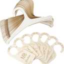 20 PCS Wooden Baby Clothes Hangers with 7 PCS Baby Closet Dividers, Cute Toddler Infant Children Kids Clothes Hangers for Kids Coats, Pants and Jackets, Wood Color