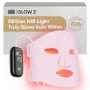 INIA Red Light Therapy Mask for Face 4 Light Modes with 850nm NIR, Red & Blue LED Light Therapy, 2600mAh Rechargeable LED Face Mask for Radiant Glow at Home, Pink