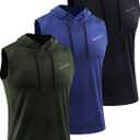 Neleus Men's Workout Tank Tops 3 Pack Sleeveless Running Shirts with Hoodie (X-Large, 5098# Black/Olive Green/Blue,3 Pack)