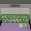 Retro Wireless Keyboard and Mouse Combo, Full-Size USB Keyboard with Round Keycaps, 2.4GHz Wireless for Desktop, Laptop and Computer (Green-Colorful)